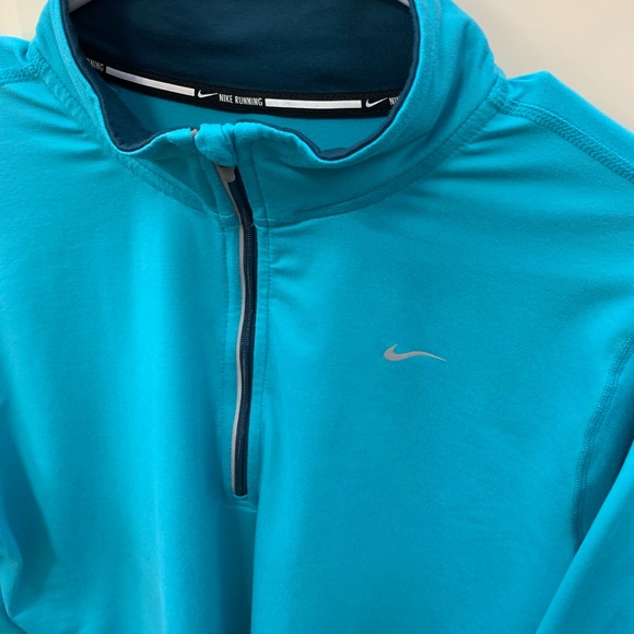 NIKE Dri-Fit Women’s Running 1/4 Zip Turquoise Blue Pullover Size L EUC - Picture 3 of 7